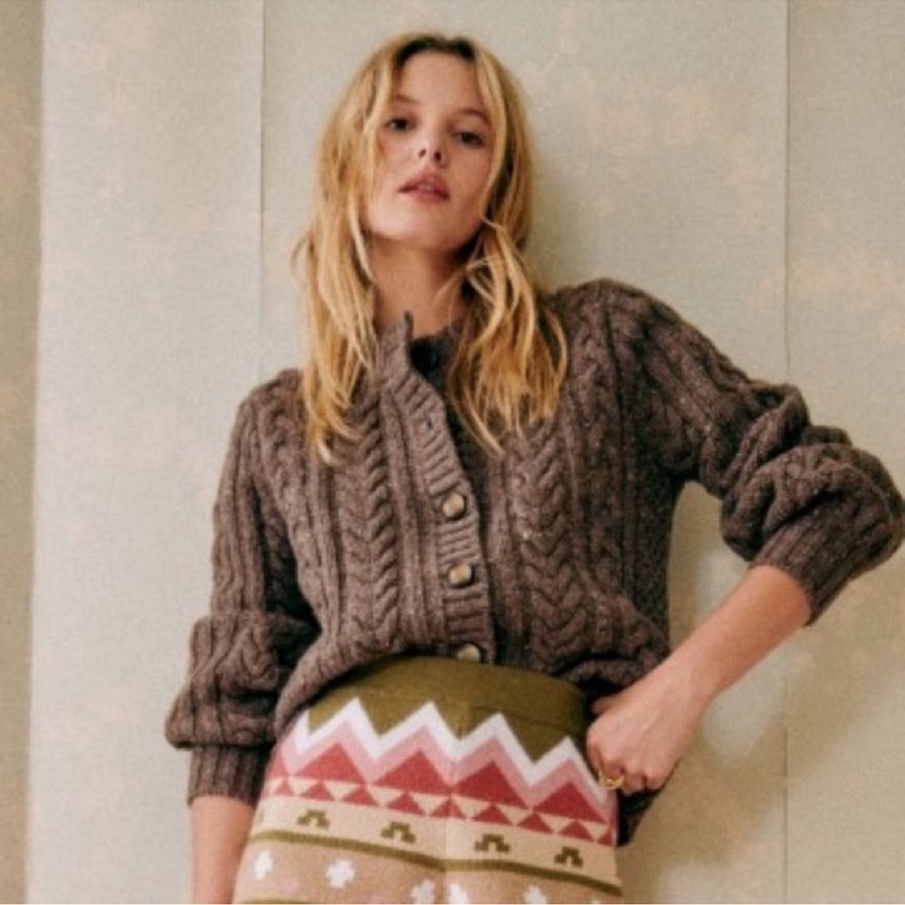 ☕️🍂Sezane ANDINA Chunky Knit Brown Speckled Sweater